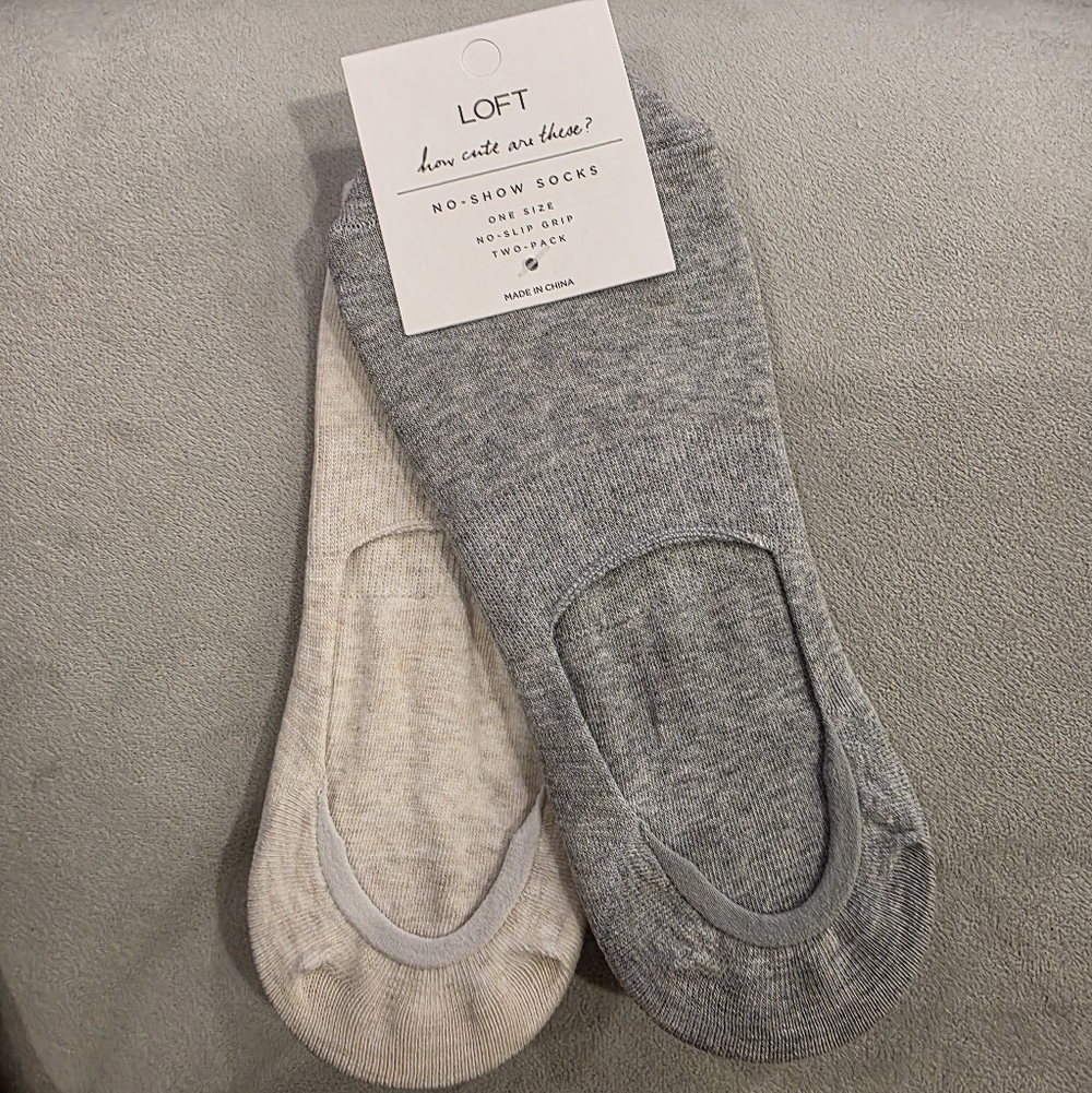 3for21 LOFT Casual Gray and Cream No-Show Socks